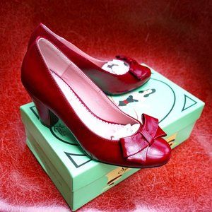 Lulu Hun Retro Design Chunky Tracey High Heel Wine Red Sz UK 4, fits like US 7